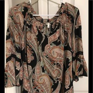 3/4 Sleeve Paisley Blouse